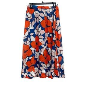 Trovata Birds of Paradise Women's Maxi Skirt Size Small Pull On Orange Blue